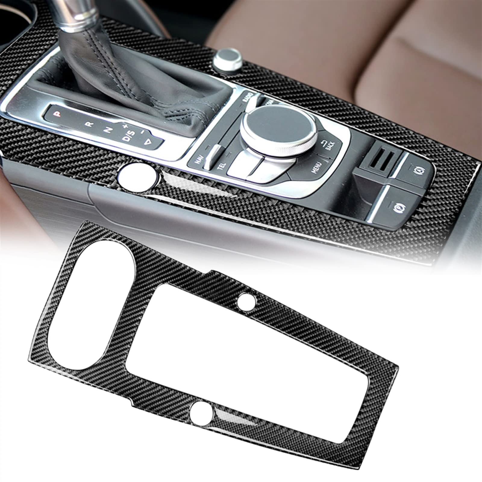Garniture De Couvercle Panneau Changement Vitesse Console Centrale Voiture en Fiber Carbone pour Audi A3 2014 2015 2016 2017