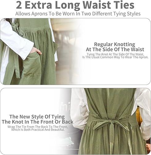 Miniatura 6 de Delantal Premium Tallas Grandes con Bolsillos, Delantal Ajustable con Cinturilla, Delantal de Mezcla de Algodón Suave para Hornear, Cocinar
