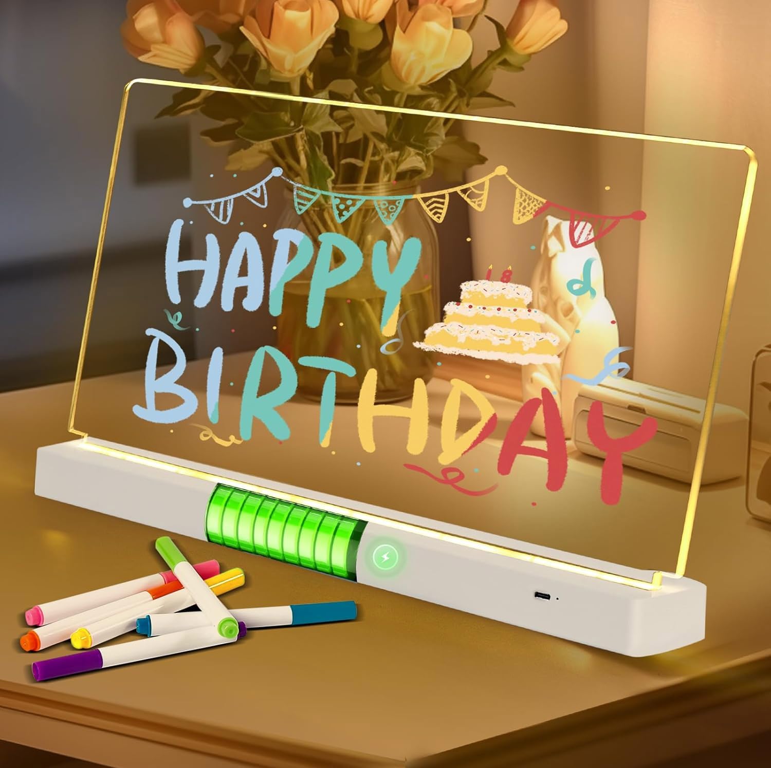 LED Note Board with Colors,Rechargeable Acrylic Dry-Erase Board,Luminous Acrylic Whiteboard Calendar Art Board Suitable for Classrooms/Offices/Home Decoration/Boys/Girls Festival Gifts(35 * 20 cm)