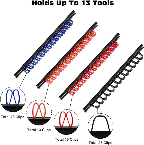 Miniatura 4 de AIRTOON Organizador de destornilladores y llaves, 10 piezas, colgador de llaves de riel de plástico con clips, soporte para herramientas de tablero