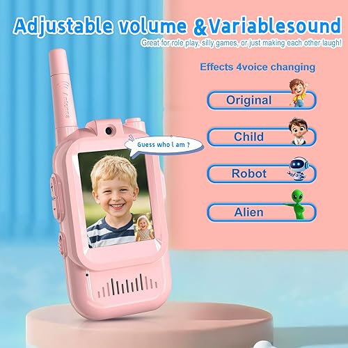 Miniatura 4 de Walkie Talkie de video recargable para niños, videoteléfono, walkie talkie para juegos en interiores y exteriores, campamento, senderismo para niños