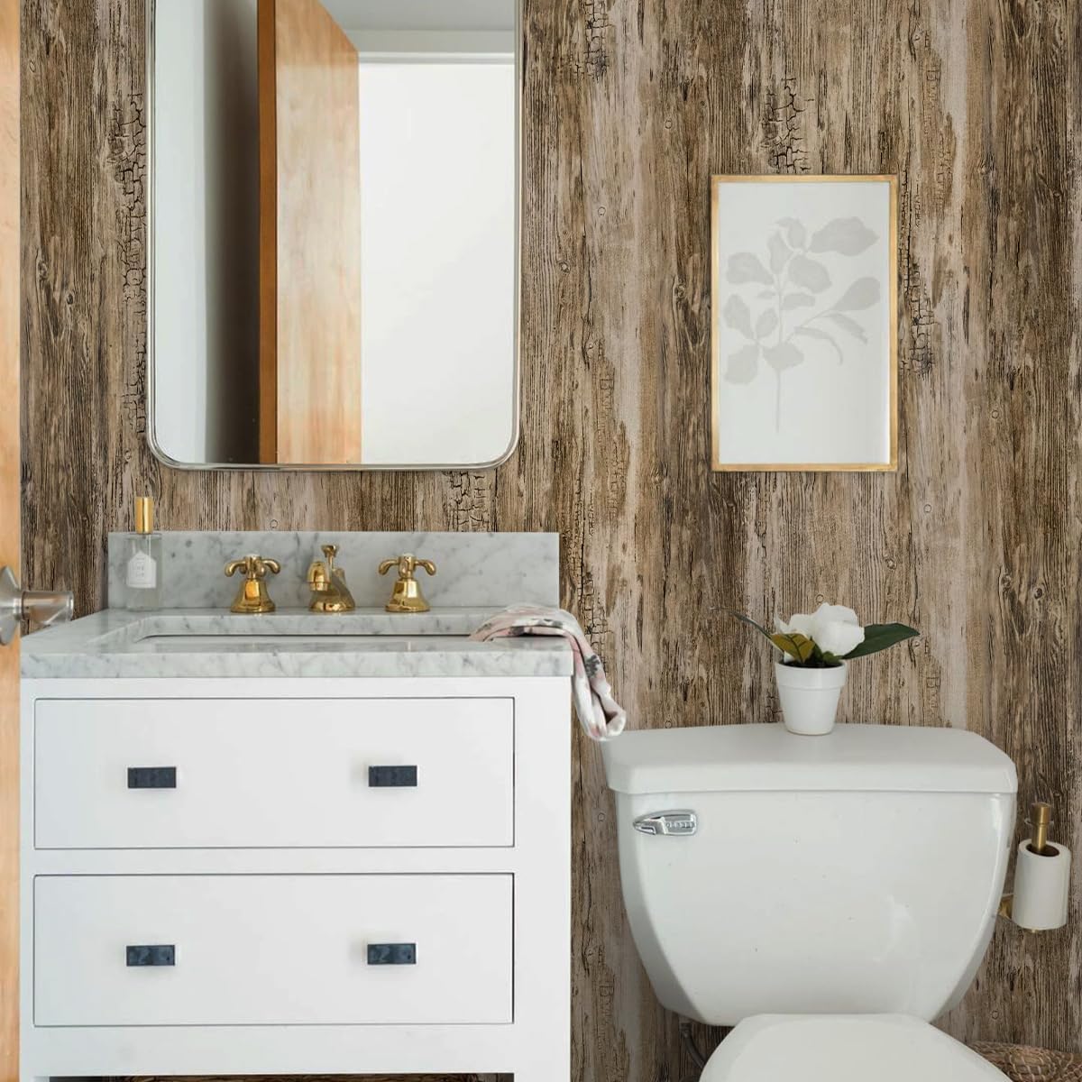 Livebor Wood Contact Paper Distressed Wood Wallpaper Peel and Stick 17.7inch x 393.7inch Rustic Woodgrain Contact Paper Wood Textured Peel and Stick Wallpaper Countertops Waterproof Wall Paper Vinyl