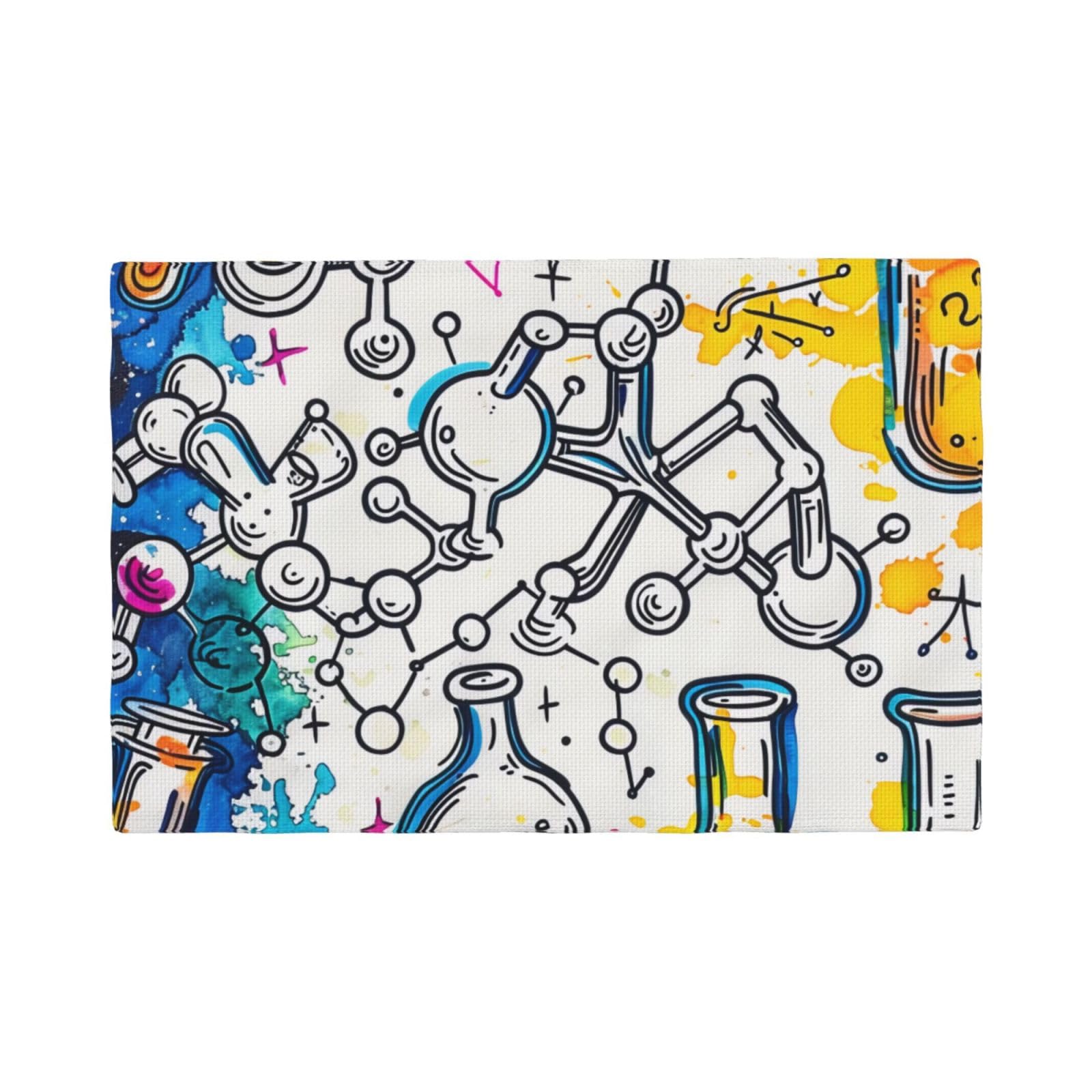 Chemistry Print Print Placemats Set, Heat Resistant Washable Placemat 12x18in Table Mats for Party Kitchen Dining Table Decoration Indoor Outdoor, Four Pieces