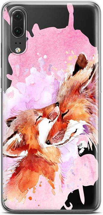 Mertak Phone Case Compatible with Huawei P50 Pro Nova 8 P30 Lite P20 P10 Lite Mate 40 Fox Family Art Child Cute Silicone Protective Cover Lightweight TPU Mother Slim Design Animal Flexible
