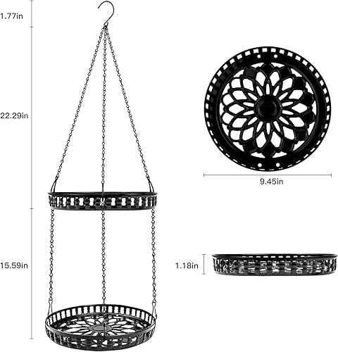 Miniatura 4 de Colgador de plantas para interiores y exteriores, 2 niveles, estante colgante para plantas, soporte de metal para plantas de interior y exterior