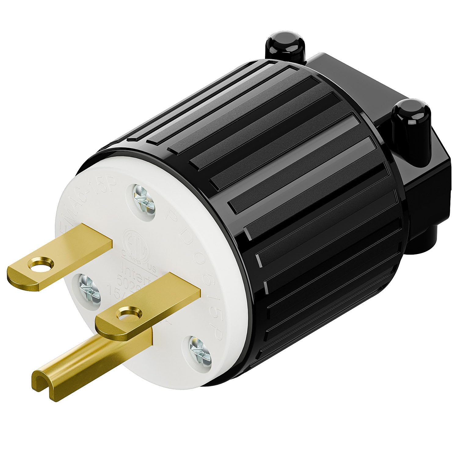 USA 3-Prong Male AC Plug, ETL Nema 6-15P 3 Pole Straight DIY Rewirable, 15A 250V USA 3Pin AC Connector, Nema 6-15P Male US 3Pole Power Plug, Black