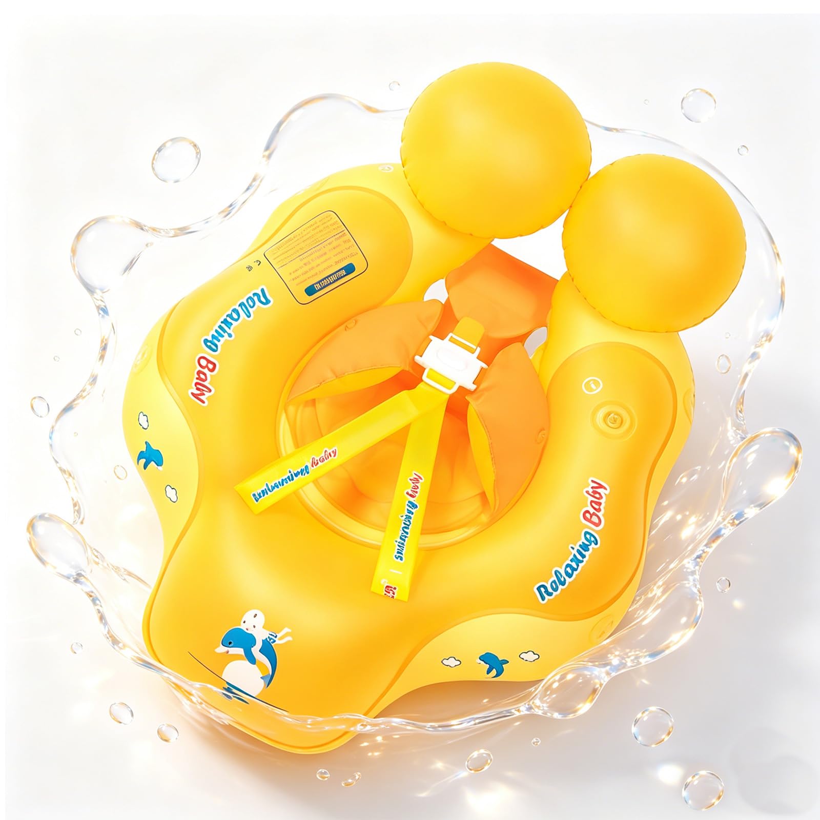 Baby Schwimmring ab 3-24 Monate,Blau/Orange Schwimmreifen Babys, Baby Swimming Float,Aufblasbare Schwimmtrainer mit verstellbare Schultergurte, Babys Pool Float Ring für Kinder Junge Mädchen 1-2 Jahre