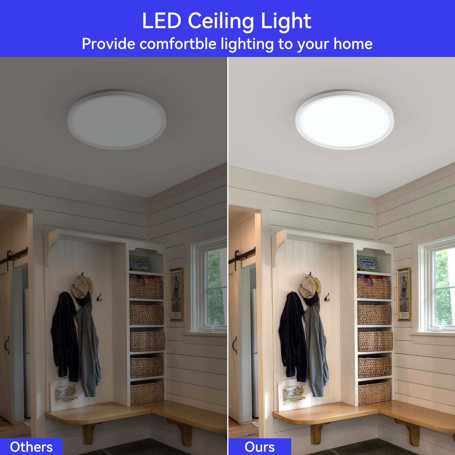 ocioc Plafoniera LED Soffitto 24W, Ø30CM Lampada da Soffitto LED 5000K Rotond Plafoniere da Ufficio Luce Soffitto per Cucina, Soggiorno, Cantina