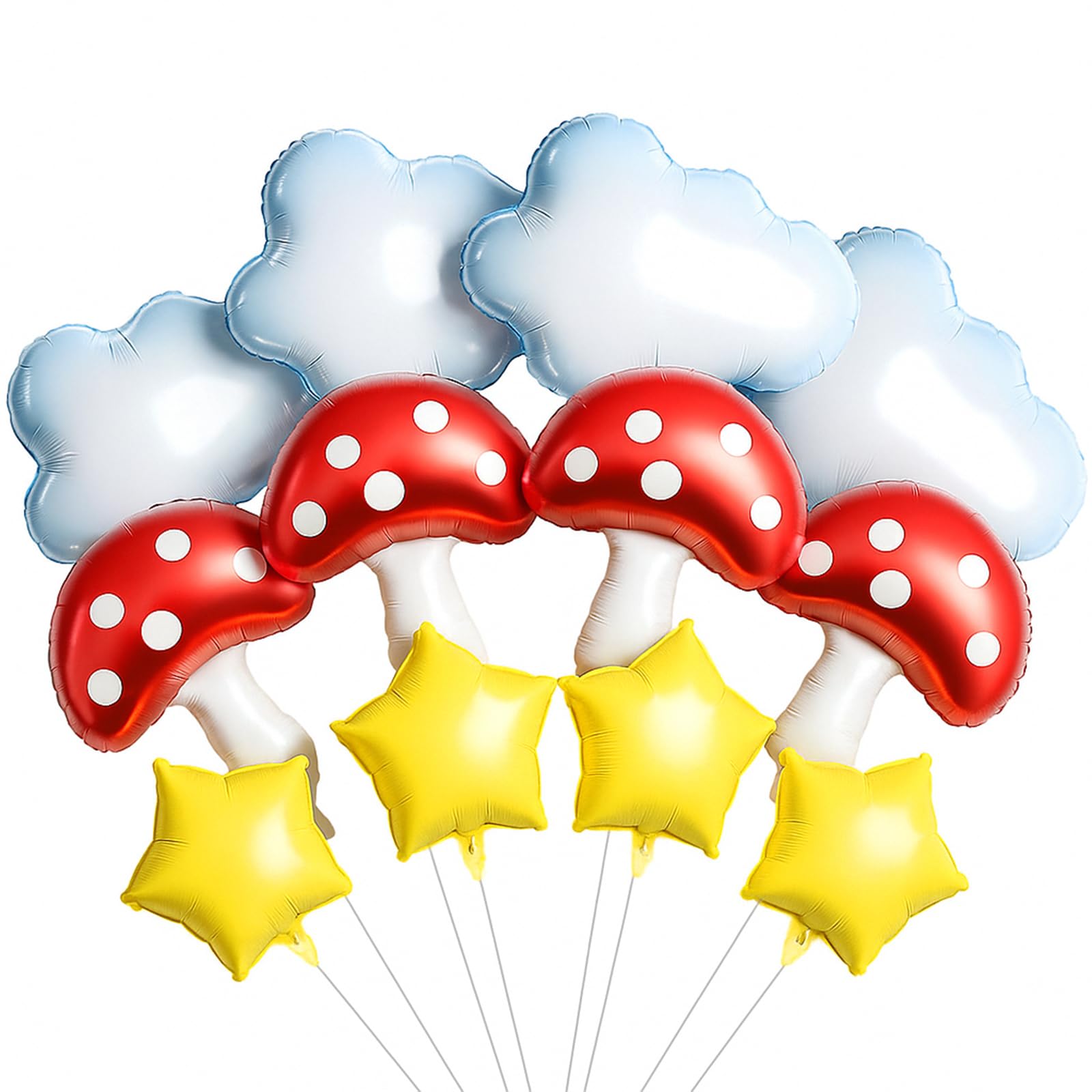 Photo 1 of Sumind 12 Pcs Video Game Theme Balloons Kit, Mushroom Cloud Star Foil Balloons for Cartoon Video Game Theme Christmas Baby Shower Birthday Party Decoration Supplies