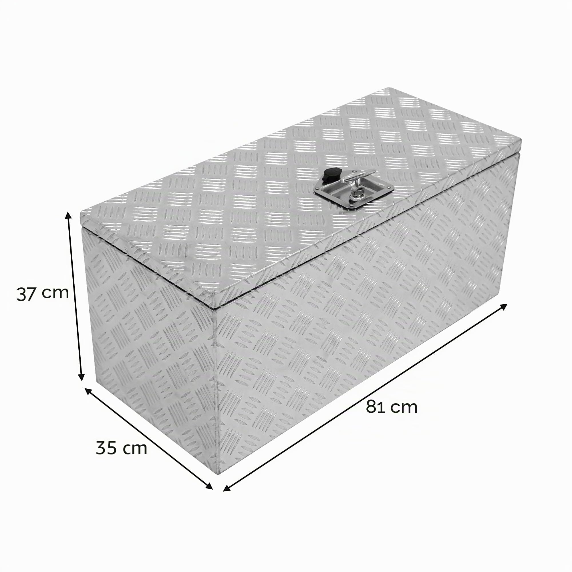 Caisse à Outils de Transport en Aluminium 102L, Damier Métal Résistant, Fond & joints doublés renforcés en caoutchouc, Malle Coffre Solide pour Camion Van, 810 x 370 x 350mm [Verrou & 2 clés INCLUS]
