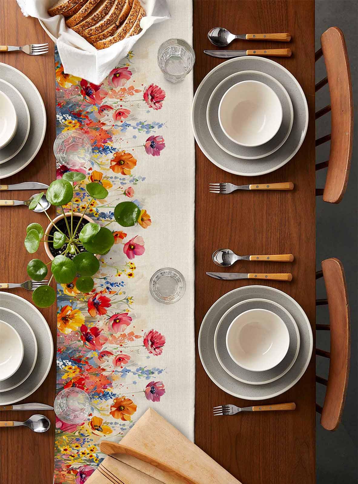 Runner Fiori e piante Foglie Decorazione for la casa Runner da tavolo for matrimoni Tovaglia cucina(46 x 183cm)