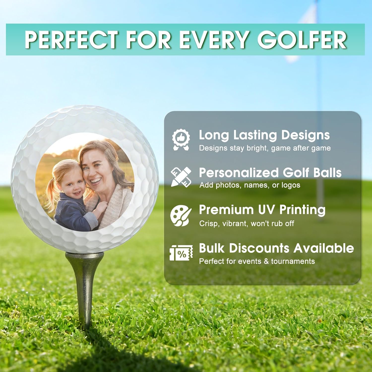 Personalized Golf Balls, Custom Golf Balls with Logo or Photo – Ideal Gifts for Men, Golfers, Dads, Boyfriend, Husband, Grandfather, Groomsmen – Unique Customized Text or Logo Image for Golf Lovers - Image 3