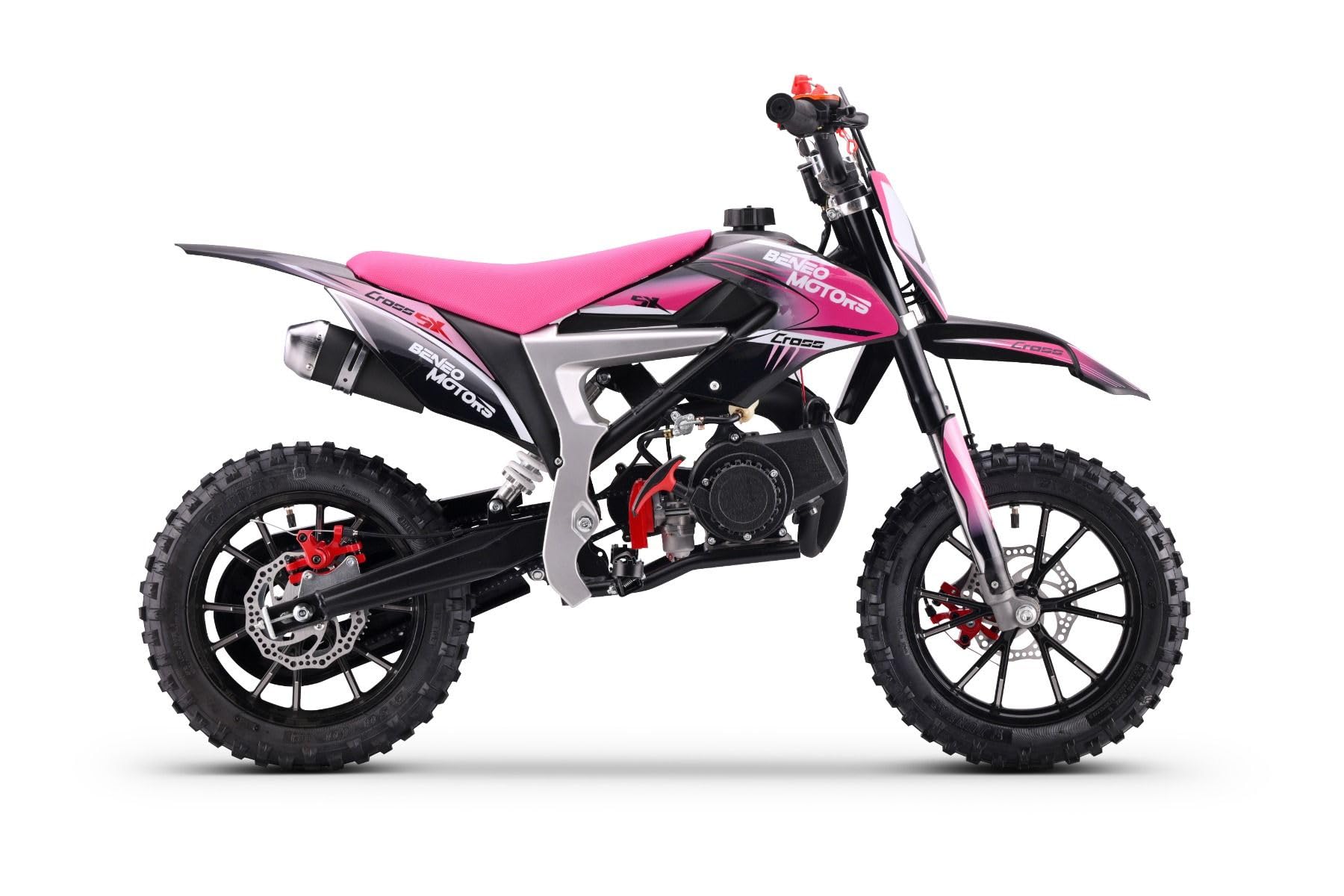 Motocross für junge Fahrer Beneo Motors CROSS SX Rosa - 50cc Dirtbike Dirt Bike CrossBike DirtBike pocket 50cc Pitbike PocketBike Motocross Motorrad Motorbike