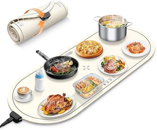 Miniatura 13 de Manta de calentamiento seenlast para alimentos con temporizador de temperatura ajustable, Manta de calentamiento de alimentos eléctrica de