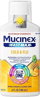 Mucinex Fast-Max Maximum Strength All-in-One Cold & Flu, Orange & Pineapple 6 oz