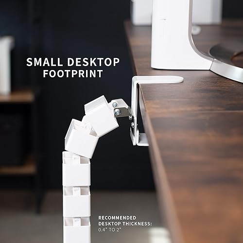 Miniatura 4 de VIVO Kit de gestión de cables de vértebras con abrazadera, organizador de cables de entrada cuádruple para escritorio de altura ajustable, blanco,