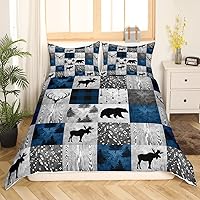 Vista 24 de Erosebridal Juego de funda de edredón de oso rústico de caza, juego de ropa de cama tamaño Queen, funda de edredón de selva de granja, funda