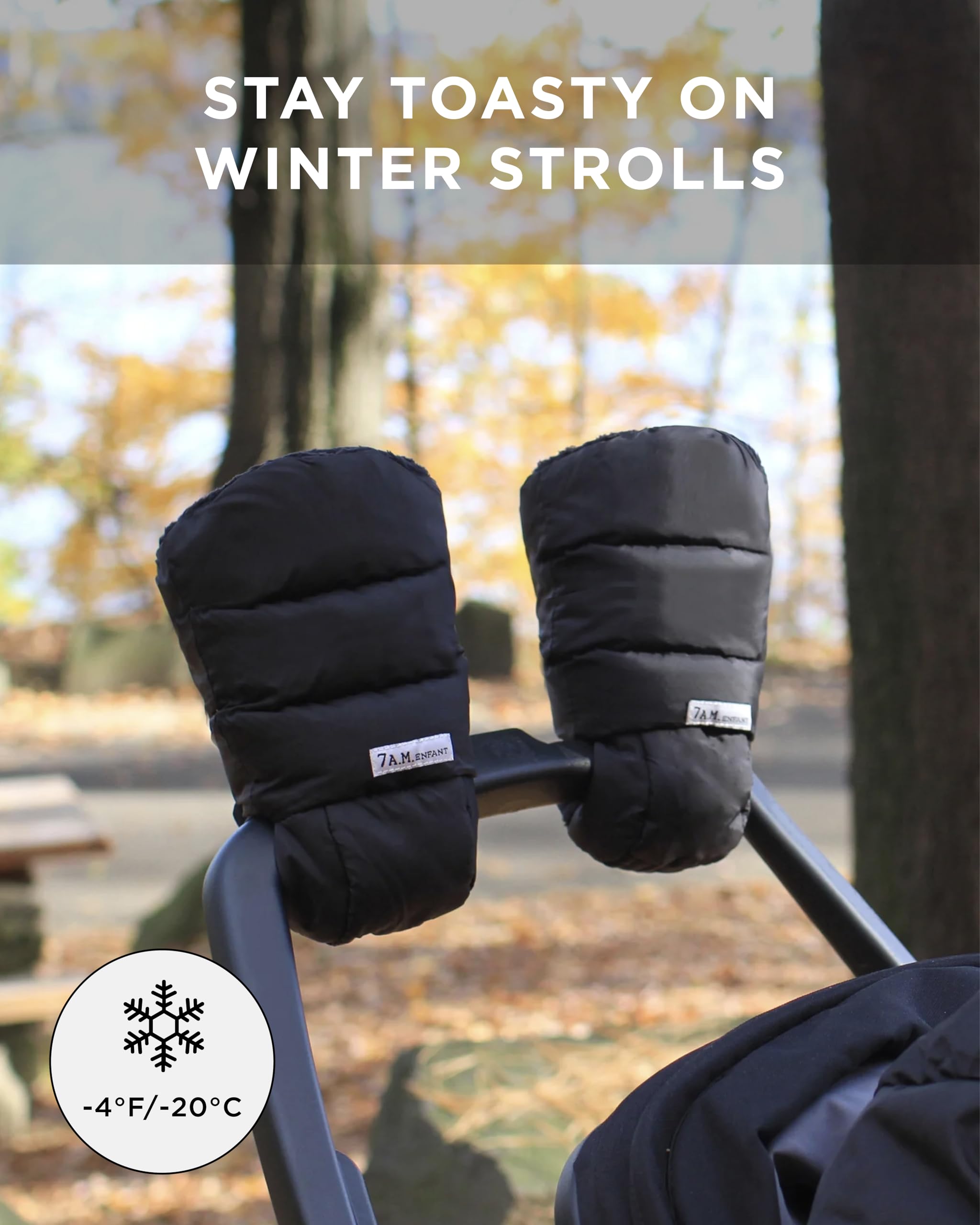 7AM Enfant Stroller Warmmuffs - Handwärmer mit Frostschutz, Kälteschutz, wasserabweisende und warme Handschuhe aus gewachster Baumwolle für Kinderwagen, Buggy- und Babyschale Griff