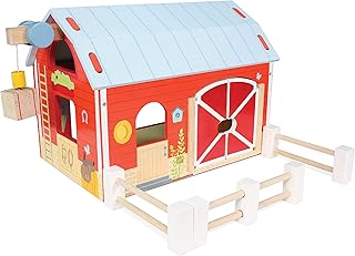 Le Toy Van - Educational Wooden Toy Colourful Wooden Red Barn | Great Interactive Role Play Gifts for A Boy Or Girl - 3+ Years