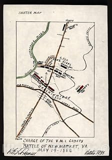 Historic 1864 Map - Charge of The V.M.I. Cadets : Battle of New Market, Va, May 19, 1864 16in x 24in