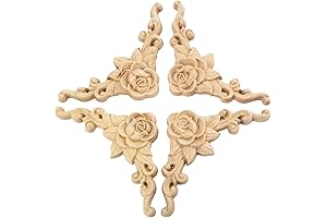 4 Pcs Rose Carved Appliques, Iron Orchid Designs