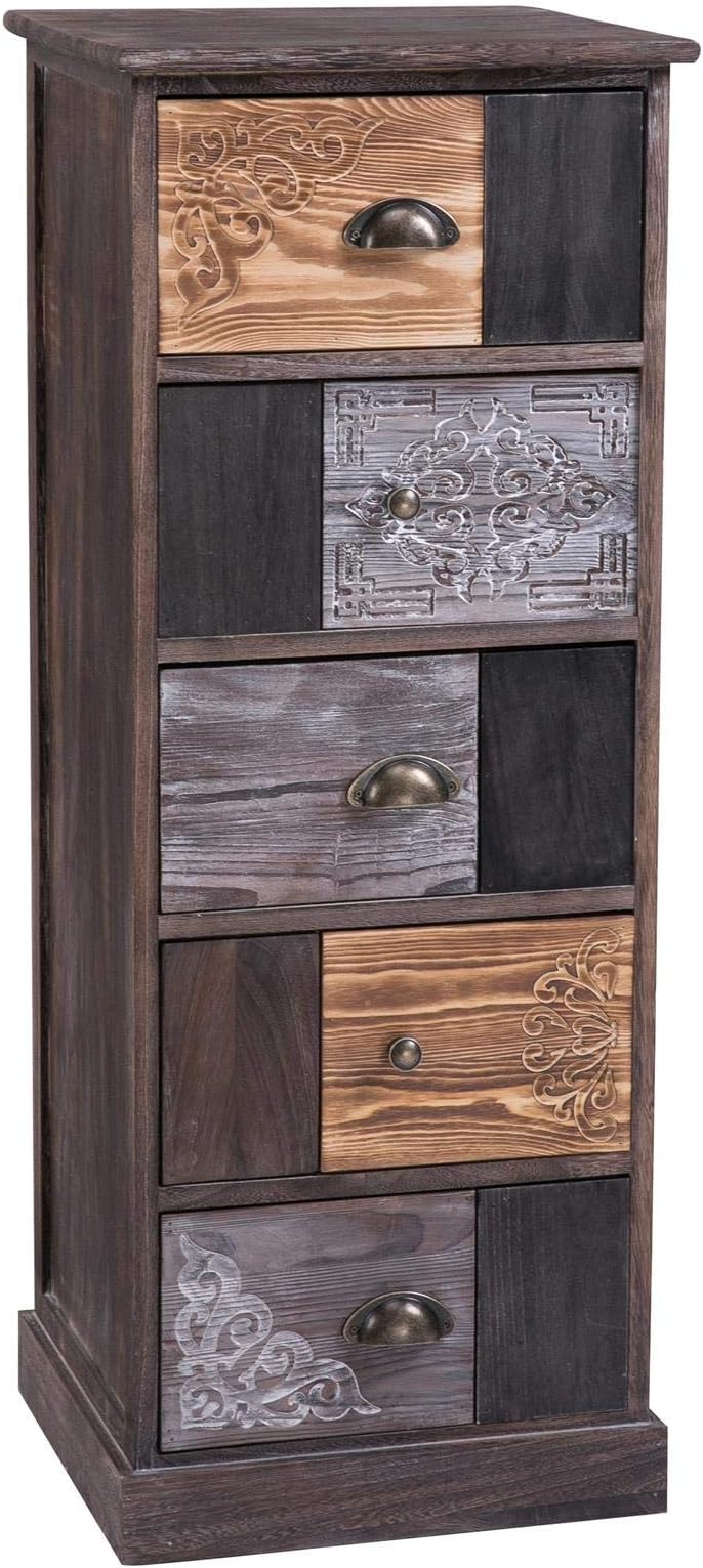 Commode Paris IDIMEX En Pin Massif - 5 Tiroirs Avec Poignées Coquille - Style Traditionnel Et Pratique