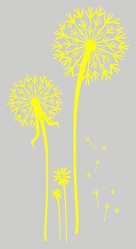 Etiqueta engomada del vinilo de la pared del manojo de diente de león troquelada 23 "H Opciones de color - Amarillo