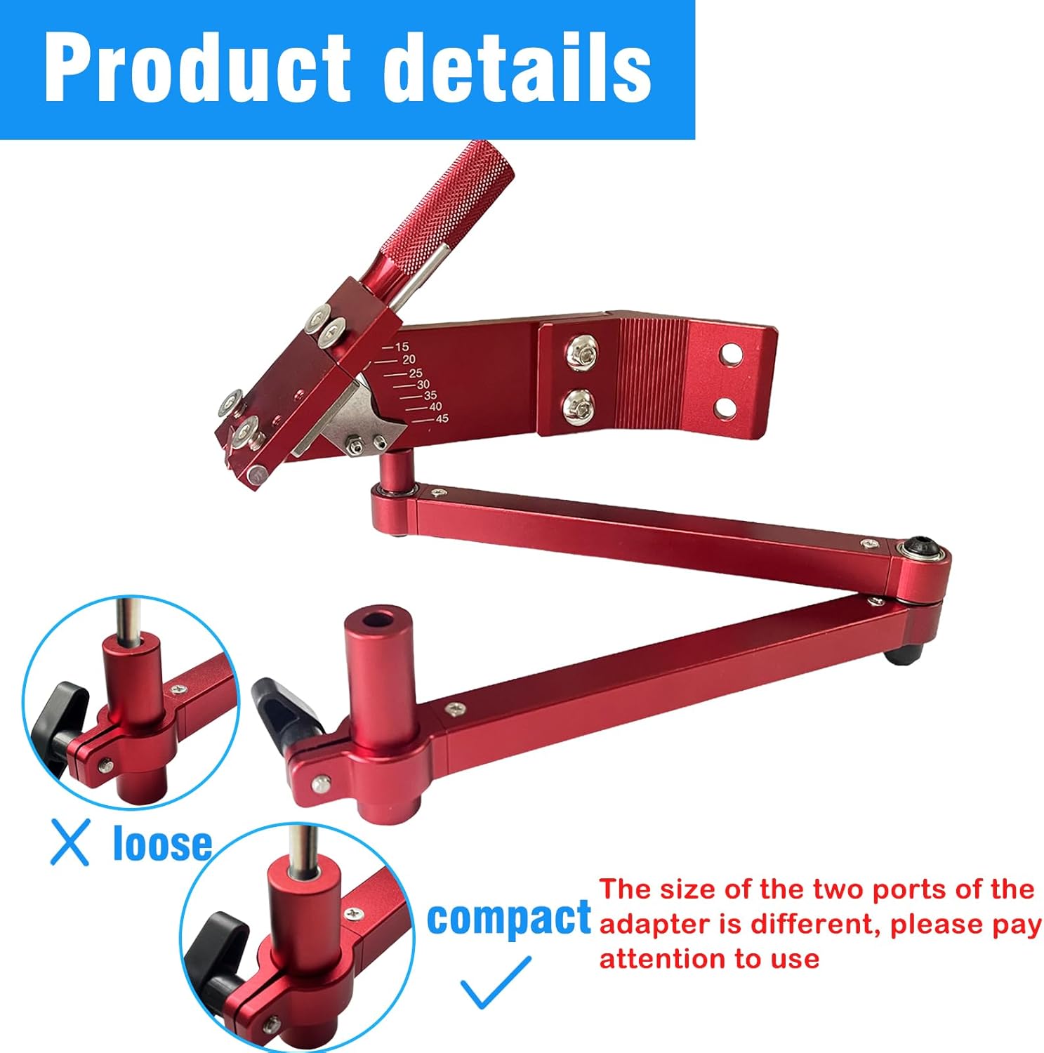 Lawn Mower Blade Sharpener Sharpener Model 5005 15°-45° Adjustable for Straight and Standard Lawn Mower Blades with Aluminum Balancer Red
