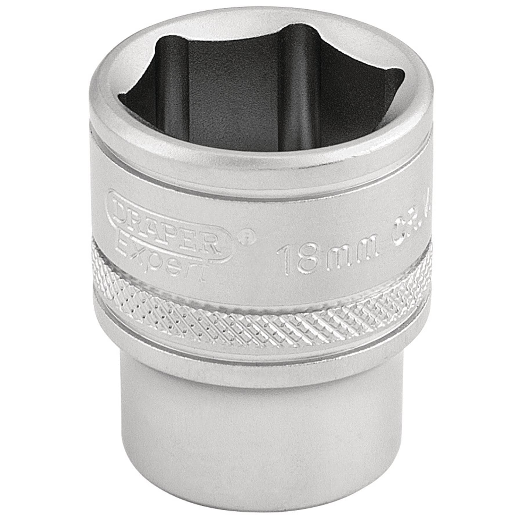 Draper 16544 6 Point Metric Socket, 3/8" Sq. Dr., 18Mm Dr-16544