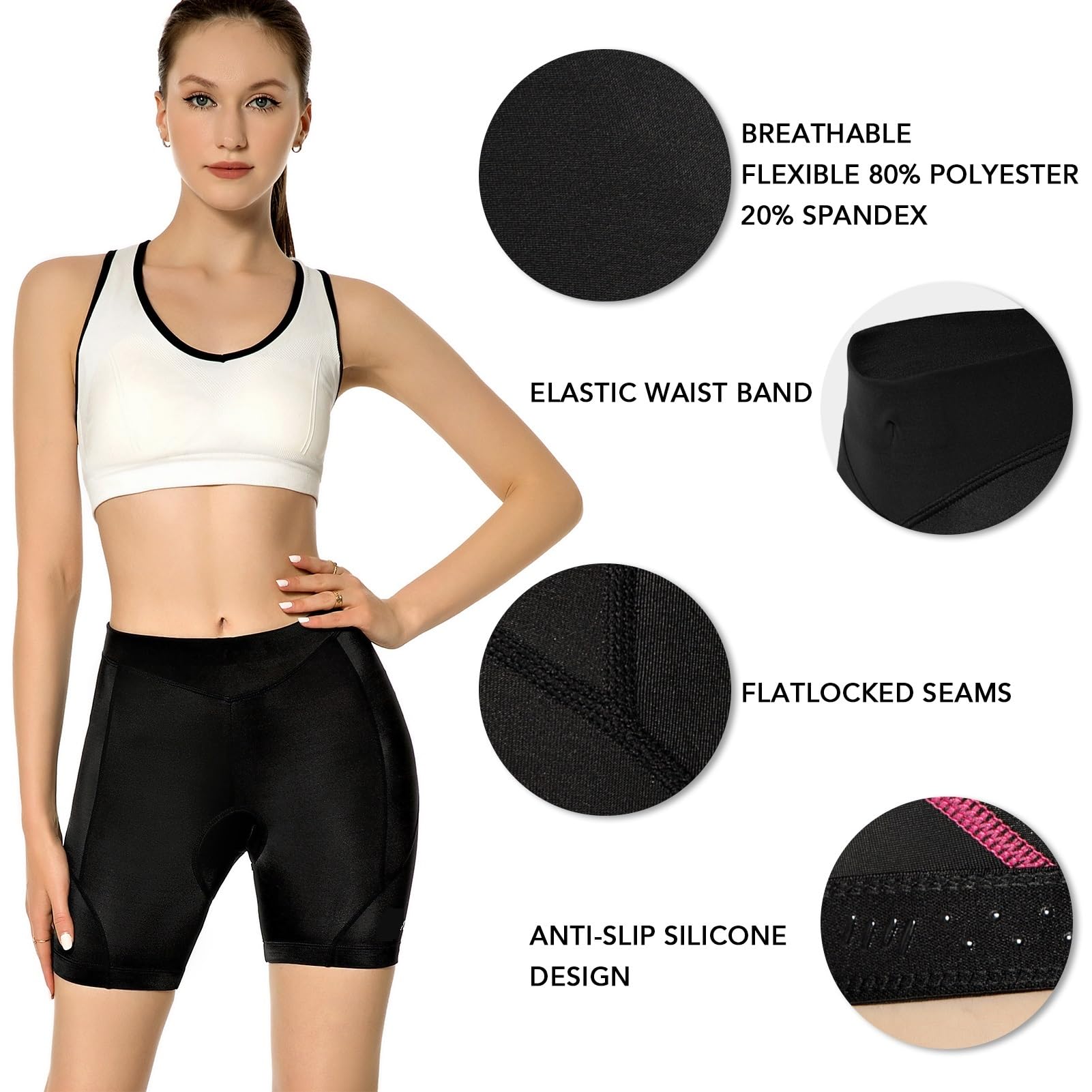 Culotte Ciclismo Mujer Pantalones Cortos de Ciclismo for Mujer, Ropa Interior Transpirable con Gel de Espuma 3D Acolchado a Prueba de Golpes for Bicicleta de Carreras y montaña(Rose,XXL)