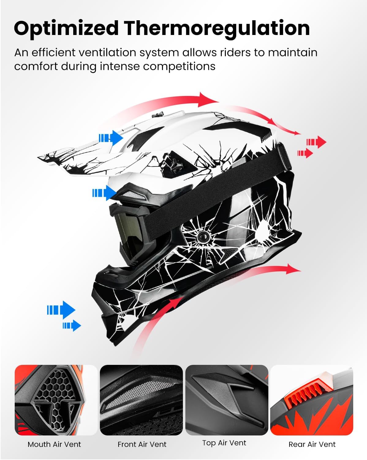 ILM Adult Dirt Bike Helmets Men Women Motocross ATV Off Road Helmet with Goggles Gloves Mask DOT Model WS901