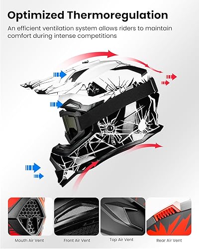 Miniatura 4 de ILM - Cascos para bicicleta de tierra para adultos, hombres y mujeres, para motocross, ATV, todoterreno, con gafas, guantes, máscara, modelo DOT