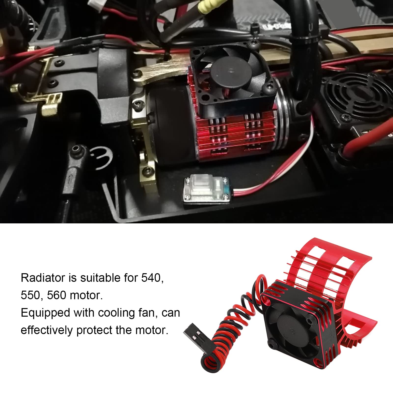 RC Motor Heat Sink Cooling Fan 36mm RC Heat Sink Cooling Fan for 1/12 1/10 RC Car 540 550 560 Motor Upgrade Parts(red) Rc Car Model Accessory - Image 4