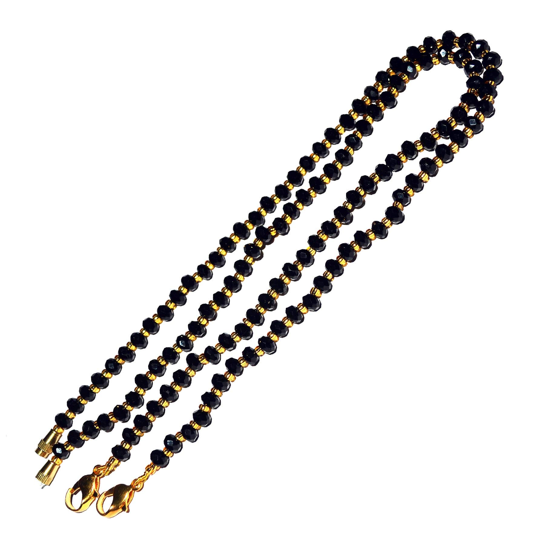 Gold Plated Crystal Laser Cutting Black Beads Mangalsutra and Tanmaniya Necklace Extender Accessories For Pendant Jewellery For Women And Girls-image-44
