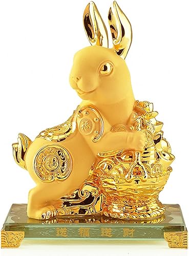 Estatua coleccionable de resina dorada del año del zodiaco chino de gran tamaño, estatua de decoración de mesa