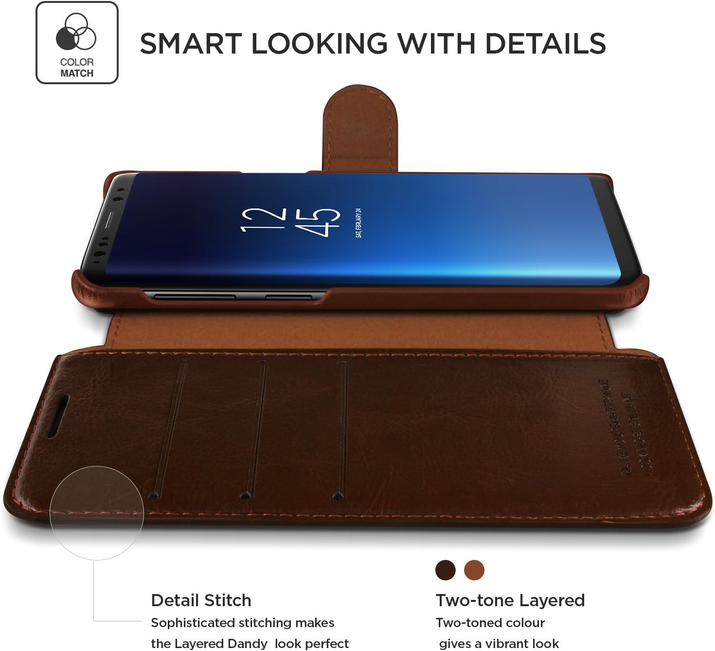 Weekly Top Sale VRS DESIGN Galaxy S9 Plus Case, Drop Protection Cover Classy Slim Premium PU Leather Wallet ID Credit Card Slot Holder for Galaxy S9 Plus [Layered Dandy] (Dark Brown)