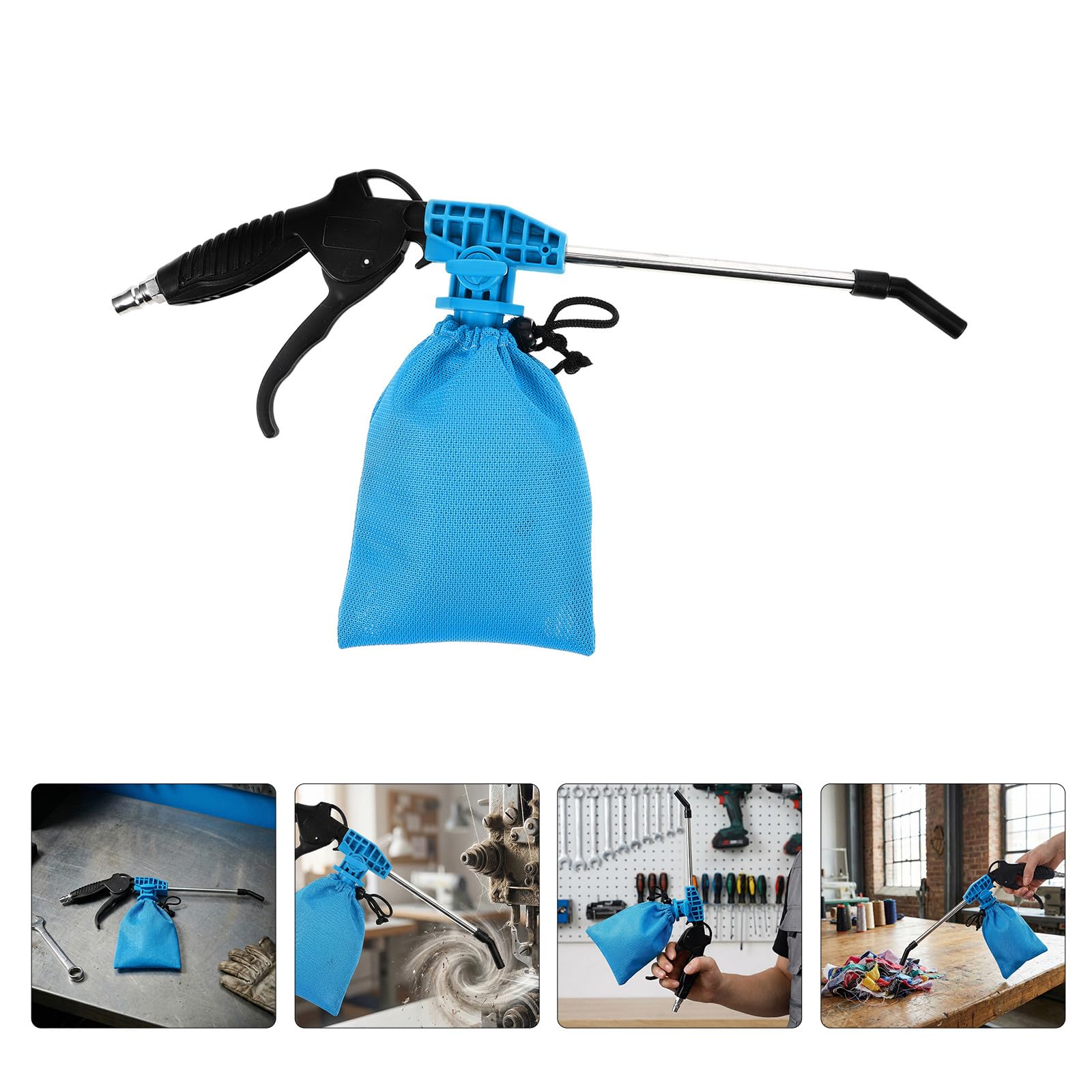 2 Unidades Soplador y Aspirador Industrial Portátil con Potente Succión para Motores de Coche y Máquinas de Coser, Incluye Bolsa de Colección y Boquilla de Extensión