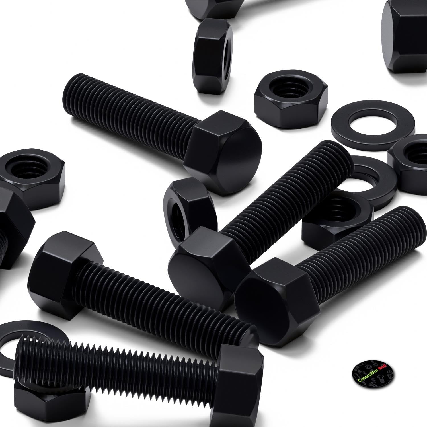 5X Black PP Hex Head Plastic Bolts, Nuts & Washers, M16x65mm, Fastener, (5/8 x 2-9/16 in)