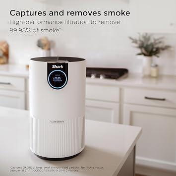 Shark Air Purifier for Home, Clean Sense, for Bedroom, Nursery, Home Office, Dorm, HEPA-Exceeding Filter, Captures Pollutants, Pet Dander, Dust, Odor, Smoke, and More, HP102PET, White