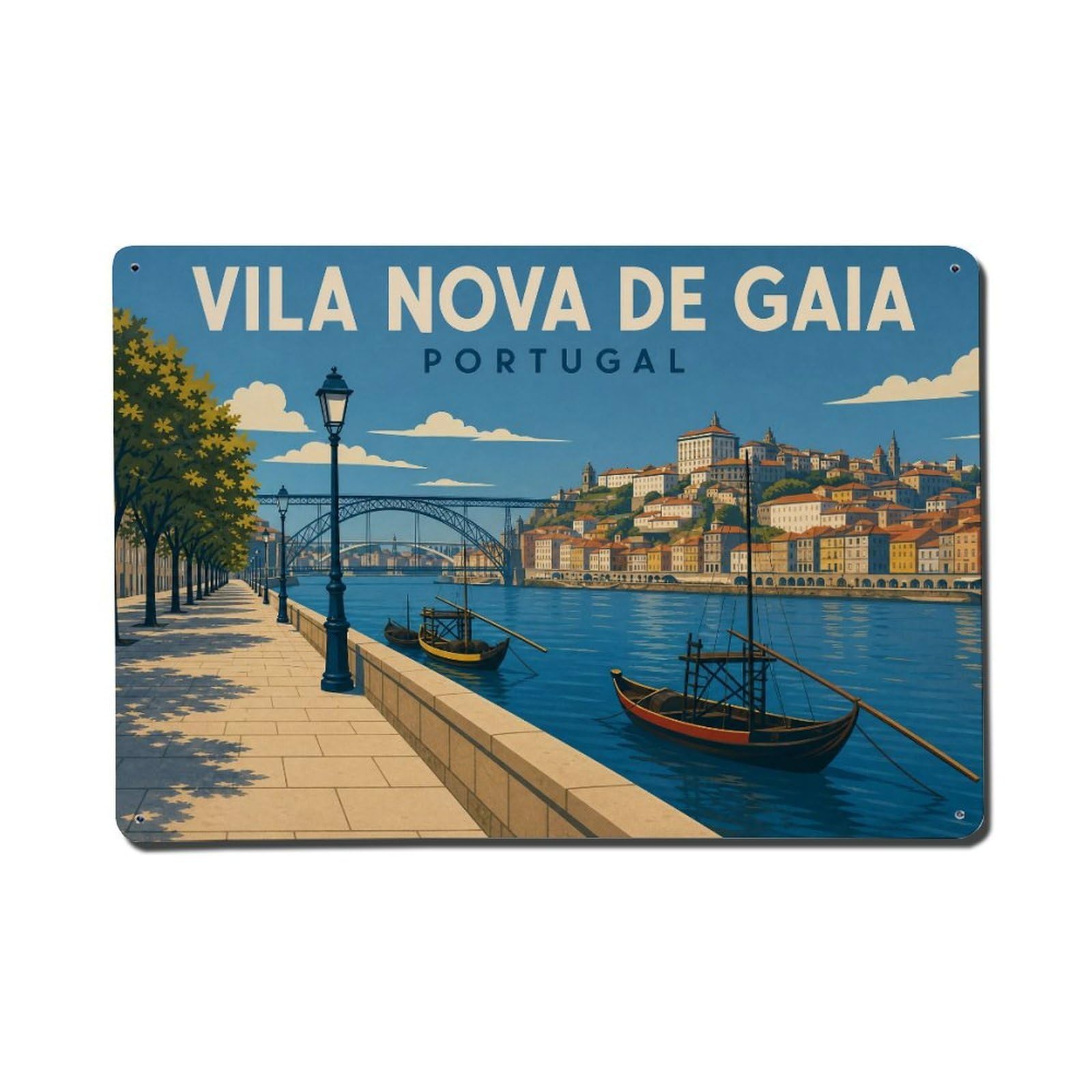 Metal Tin Sign Vintage Travel Gaia Portugal