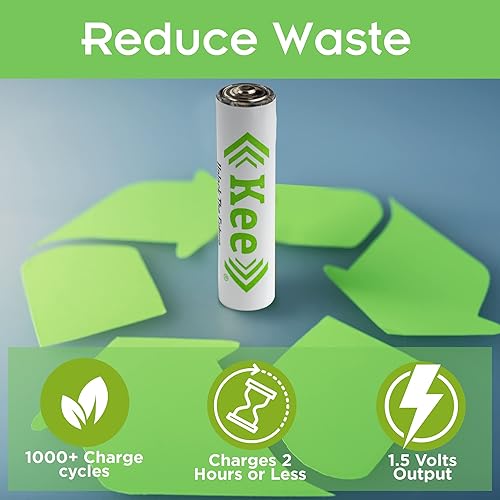 Miniatura 2 de Kee Baterías recargables USB AAA, paquete de 4 unidades de iones de litio, se carga en 2 horas o menos, más de 1000 ciclos de carga, cable de carga