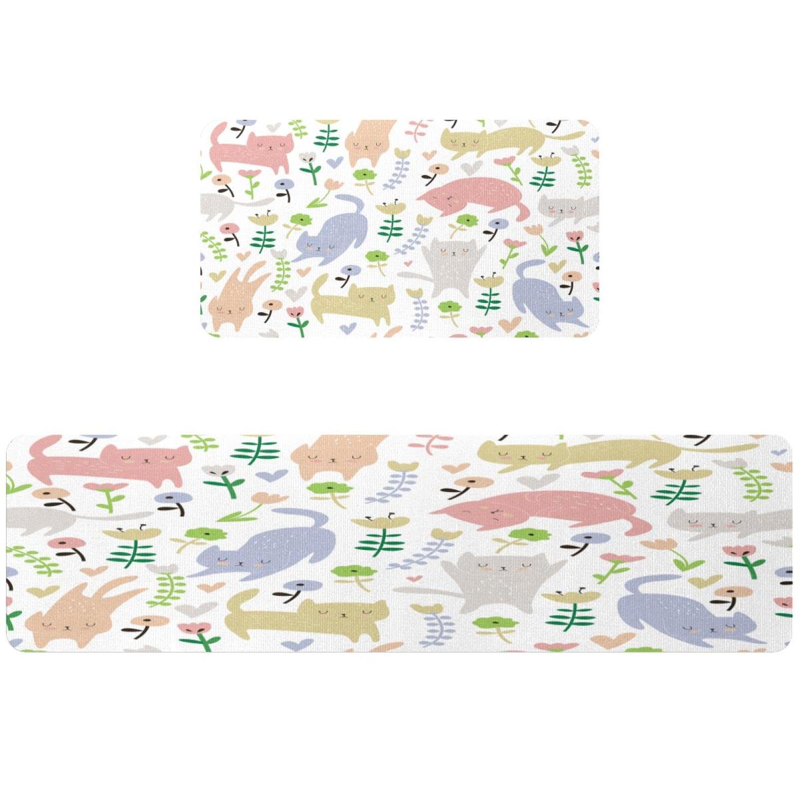 Alfombrillas de cocina de gato durmiendo VAPOKF lavables pack de 2