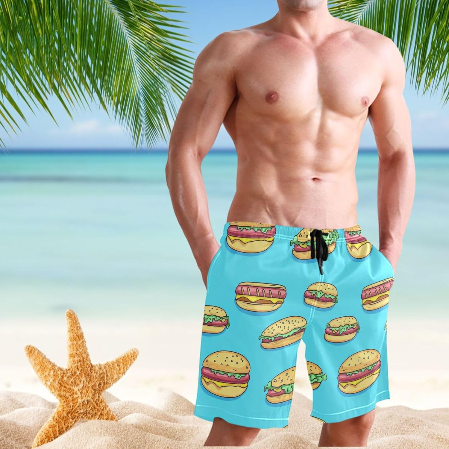 Cinco De Mayo Avocado Men's Swim Trunks Beach Shorts Quick Dry Swim Board Shorts with Pockets S