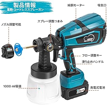 コードレススプレーガン 電動 スプレーガン 塗装 マキタ 18V バッテリー対応 楽天市場】コードレス スプレーガン 単品 電動 スプレーガン 充電式