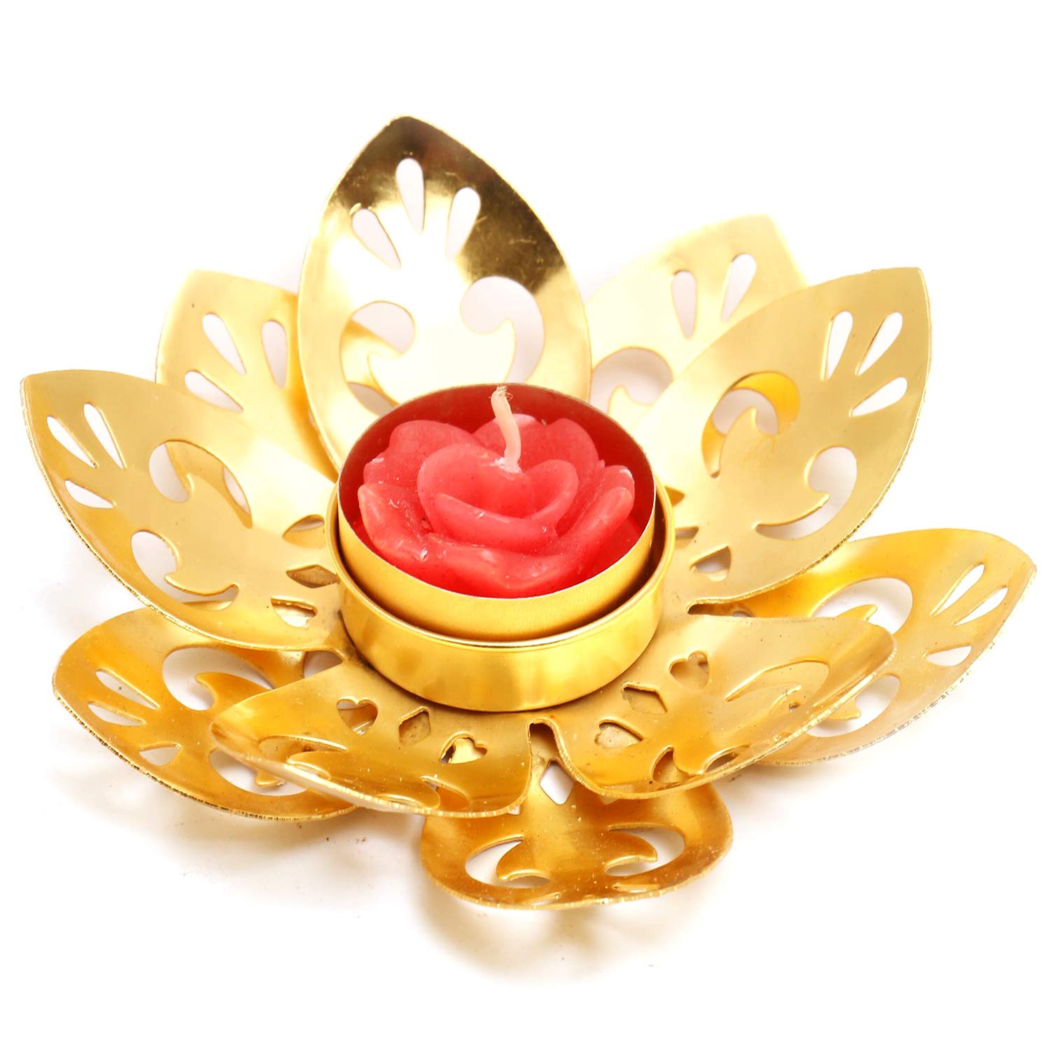 Ghasitaram Gifts Diwali Candles - Golden Flower T-Lite |Gift for Diwali,Holi,Rakhi,Valentine,Christmas,Birthday,Anniversary,Gift for Her,Him,Mothers Day,Fathers Day|