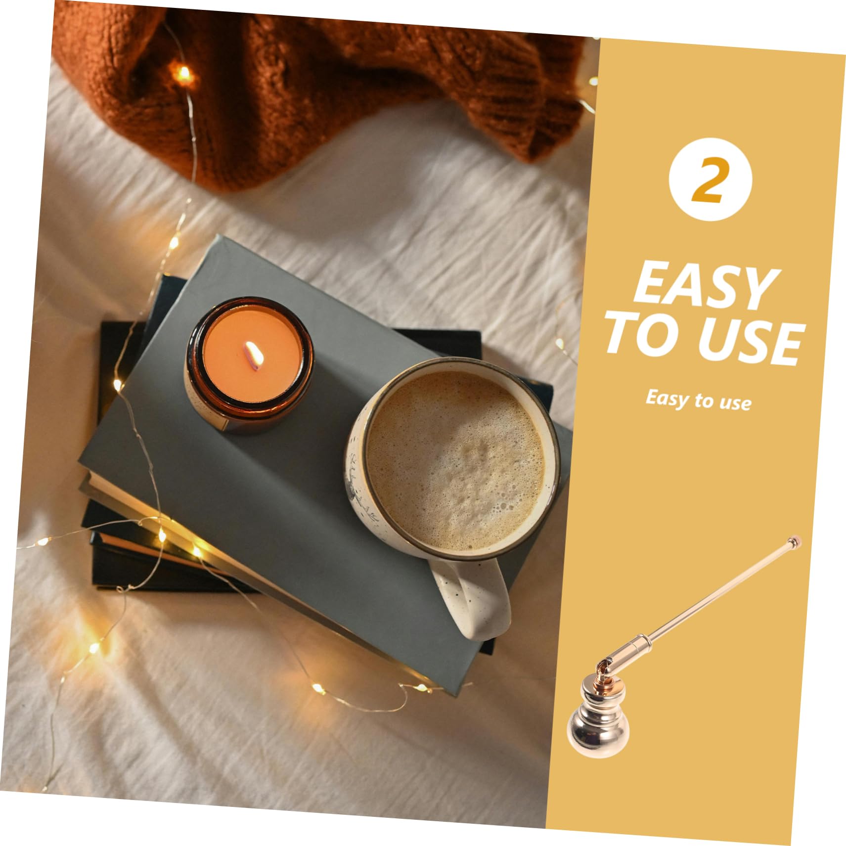 ABOOFAN Candle Snuffer Tool Long Handle Metal Extinguisher for Decorative Candles Easy to Use Comfortable Grip