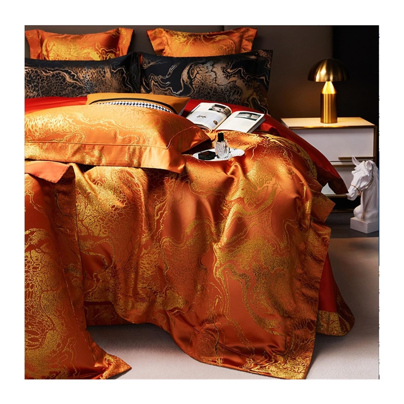 Housse de couette brocart en coton à longues fibres pour des nuits douces et soyeuses