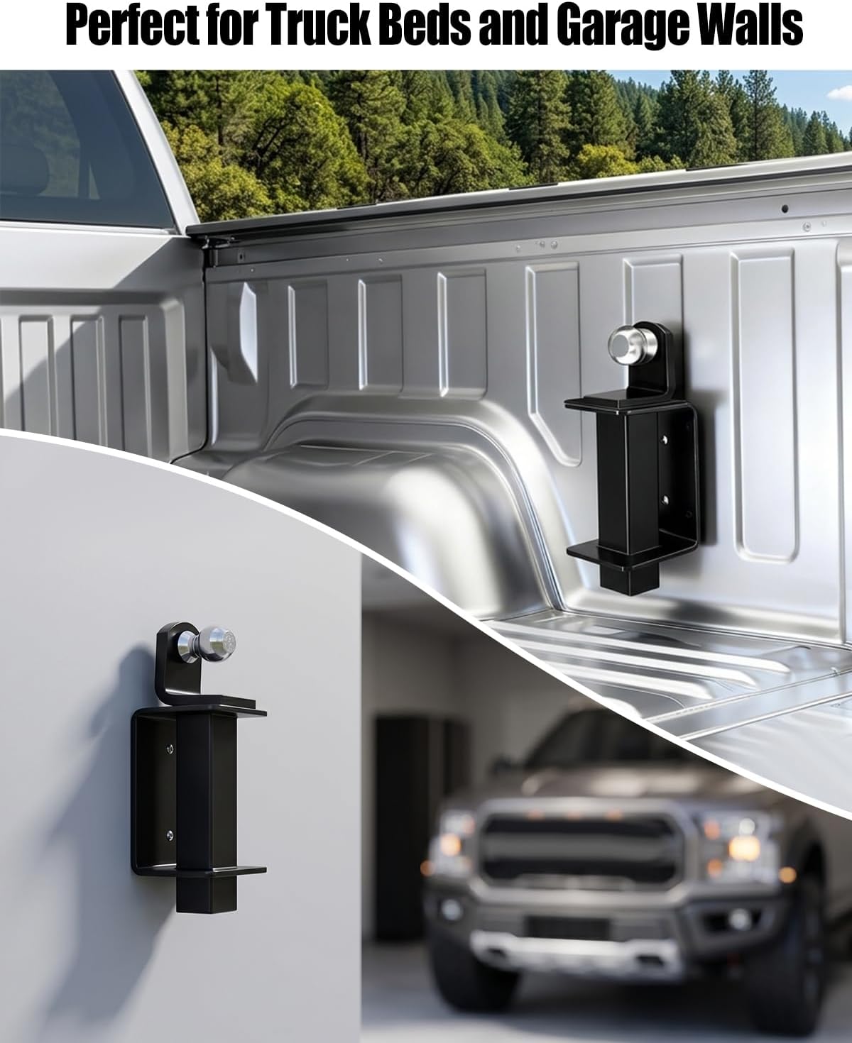 2.5 Inch Hitch Storage Holder, Heavy Duty Steel Trailer Hitch Mount Rack with Anti-Slip Pad, Wall Mount Organizer for Truck Bed