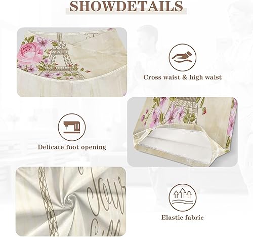 Miniatura 4 de Zathe Eiffel Tower Simbol Spring Blooming Flowers Leg Yoga Pants Lightweight Womens Flare Leggings for Excercise Gym S