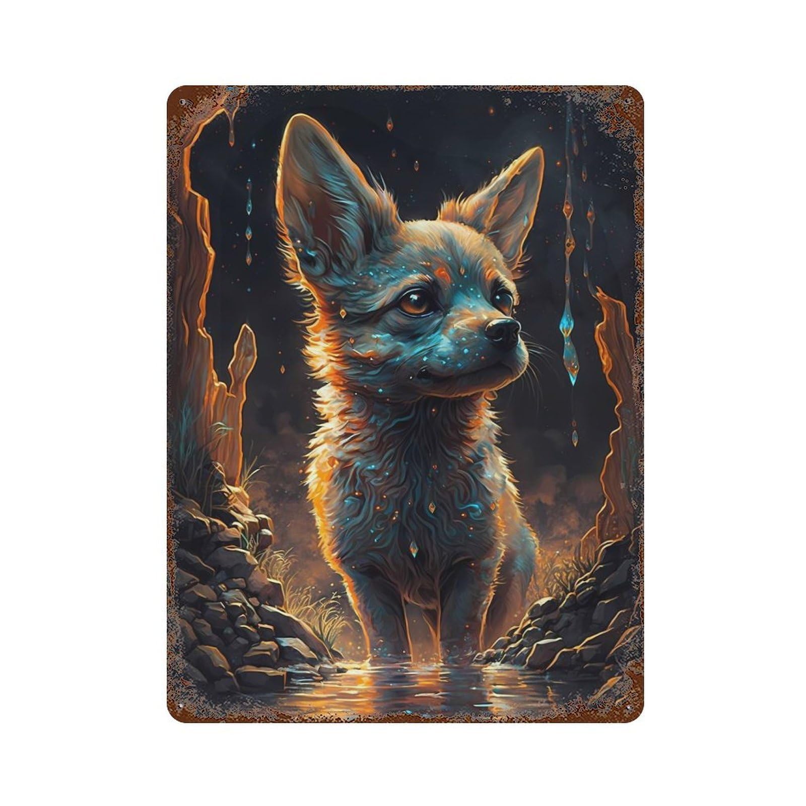 Chihuahua Dog Fiction Retro Metal Sign 15.7"x11.8", for Office, Studio And Wall Decor, Industrial Home Decor
